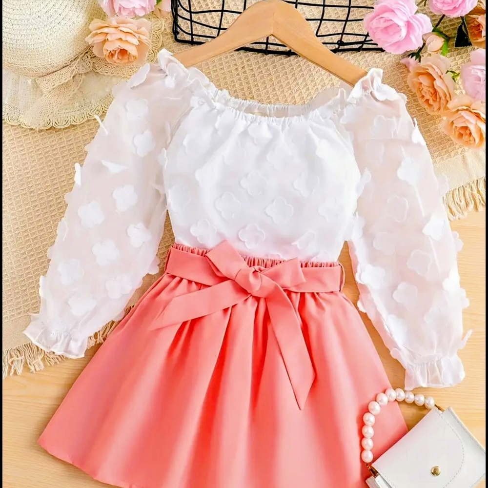 White and Pink Kids Dress